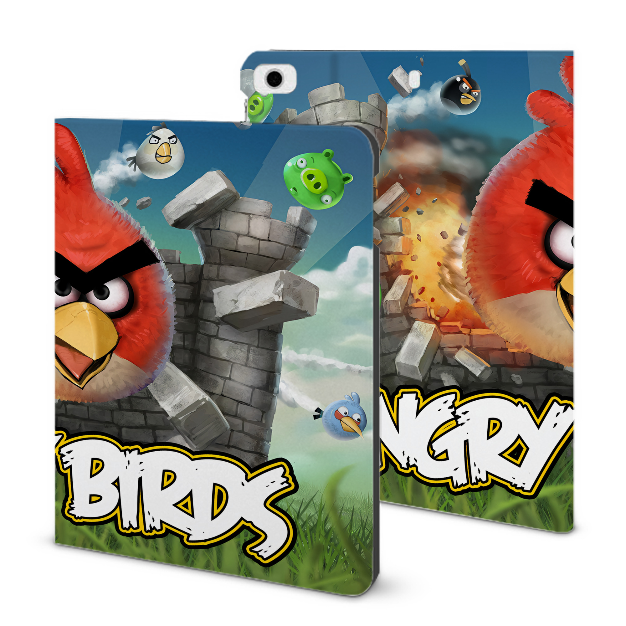（画像用） Angry Birds アングリーバード IPad ケース ブック型 PUレザー TPU 耐衝撃 軽量 薄型 ペン収納なし 全面保護 IPad 各モデル対応